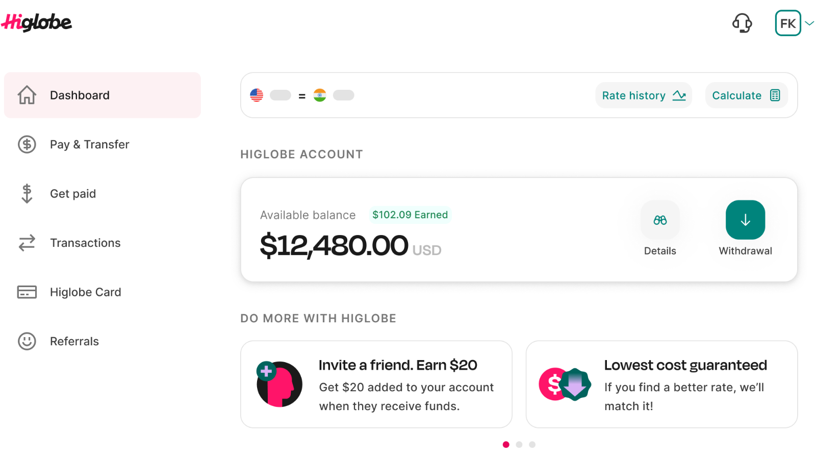 Higlobe dashboard